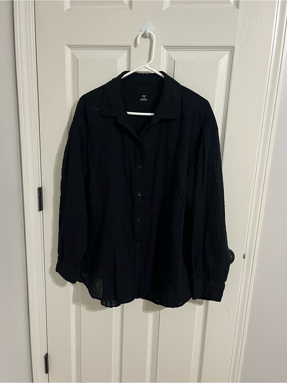 aerie Black Button-Down Lightweight Shirt
